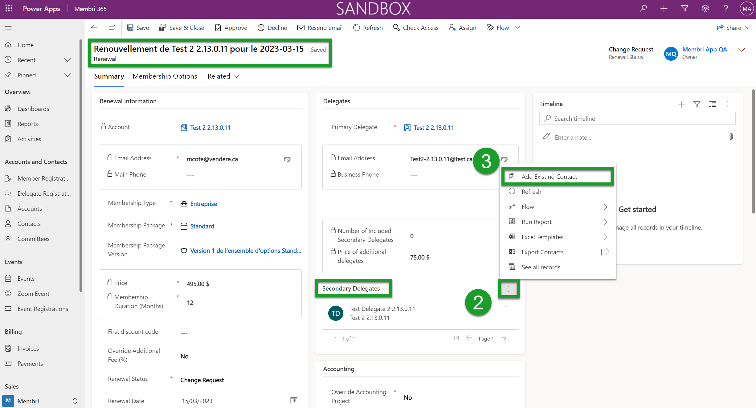 Add a delegate to a renewal