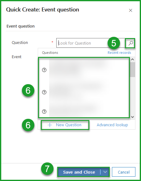 Create an event question