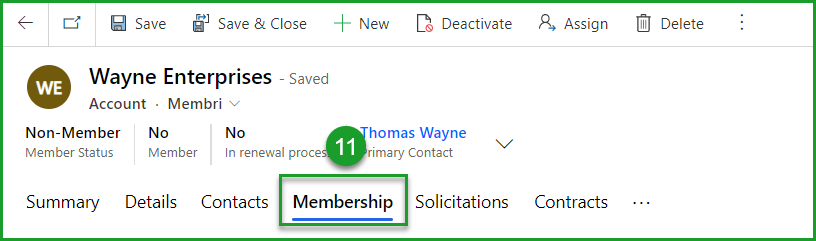 Membership tab