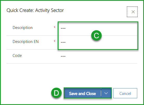 New Activity Sector Form