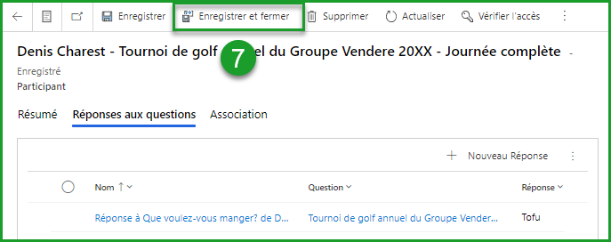 Enregistrer réponses