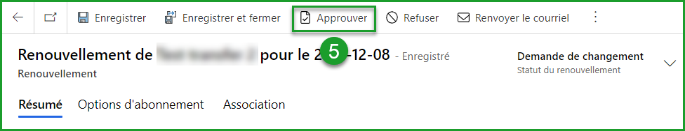 Approuver renouvellement