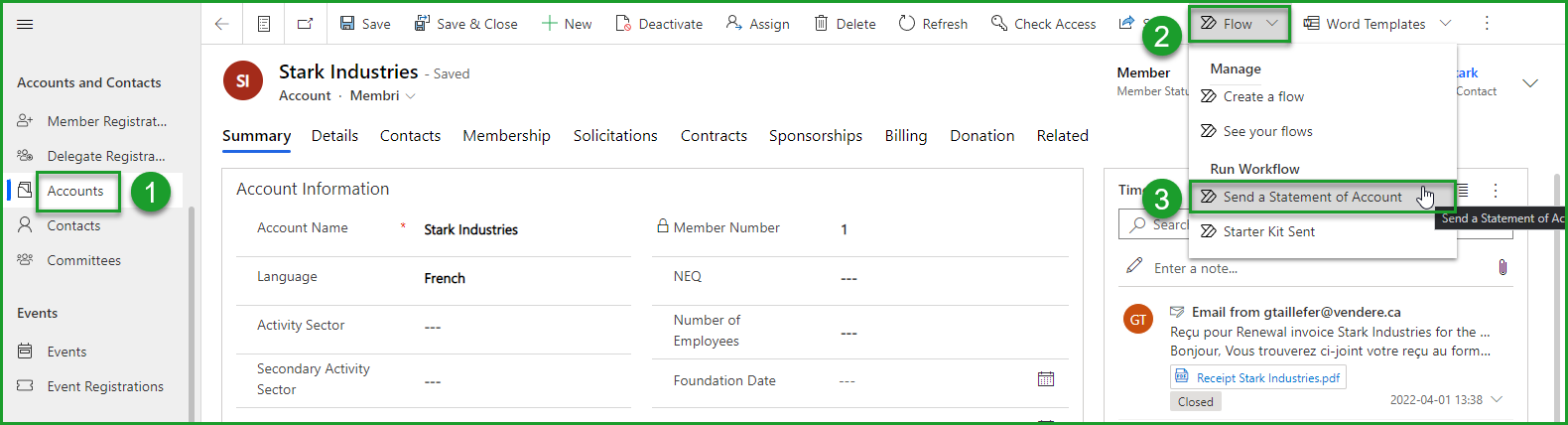 Send an account statement manually