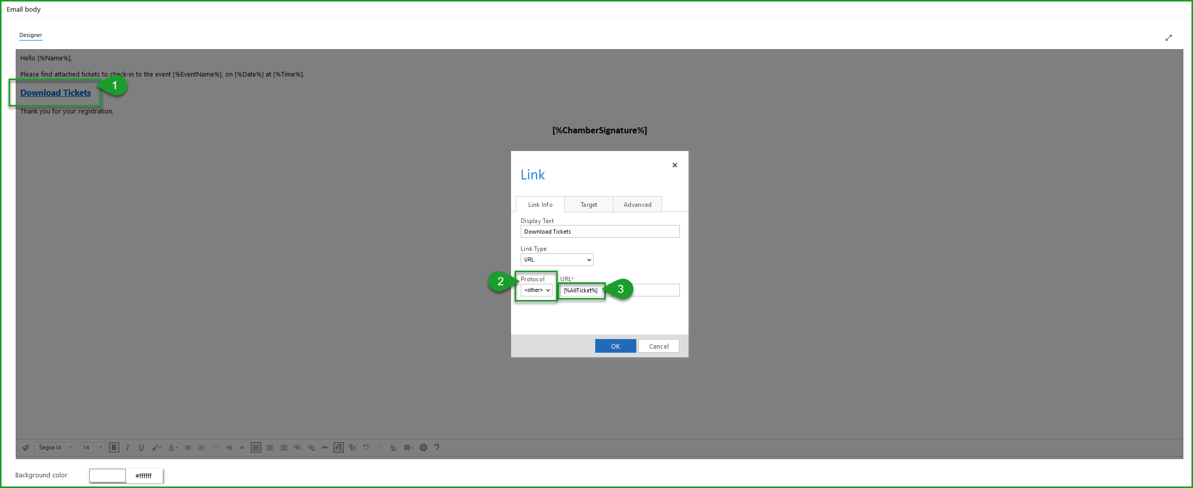 URL to download ticket