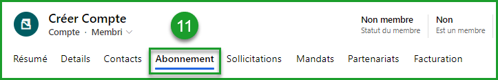 Onglet Abonnement