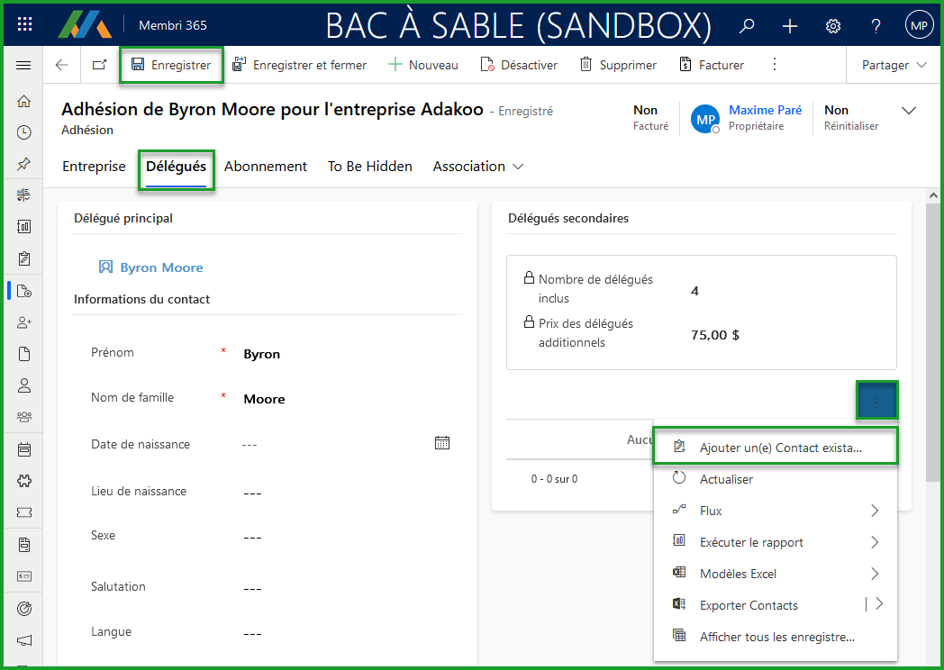 Ajouter des délégués
