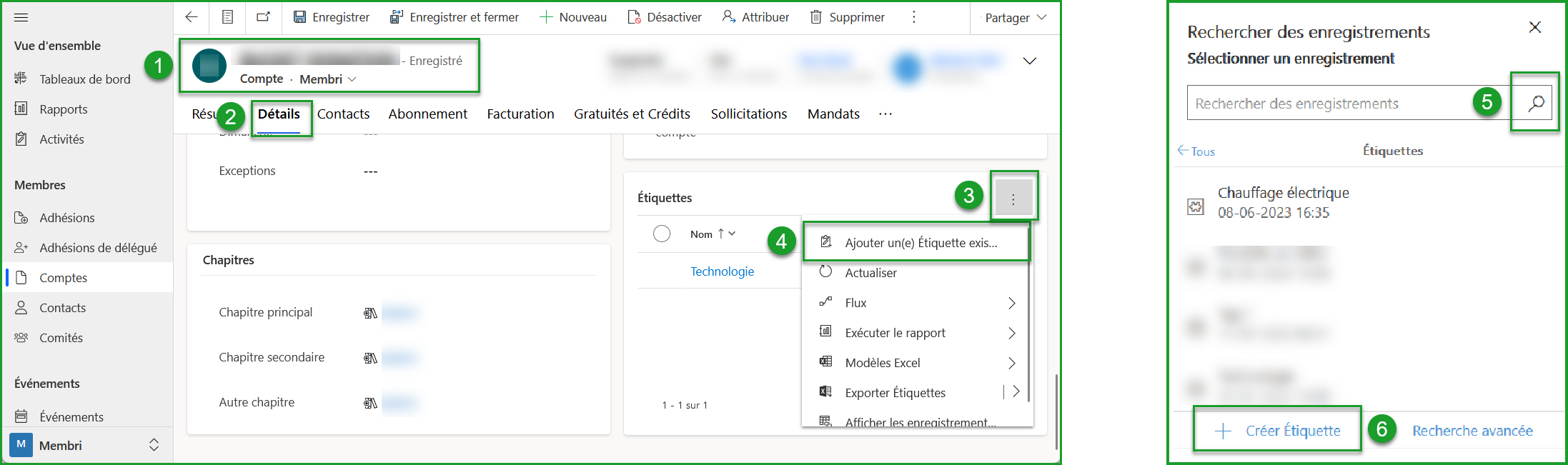 Ajouter une étiquette sur un compte