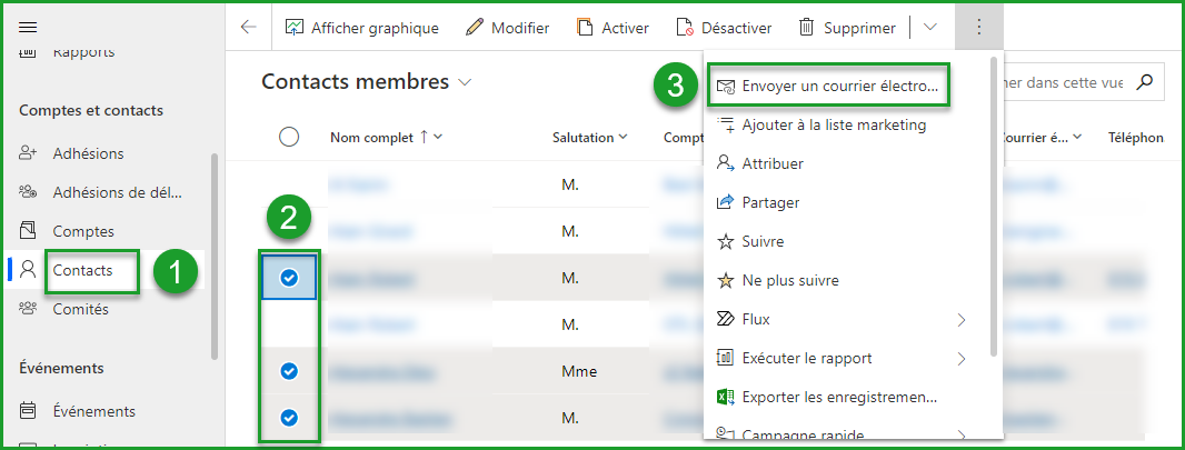 Envoyer Courriel Contacts