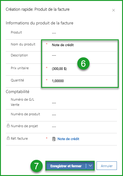 Créer une note de crédit