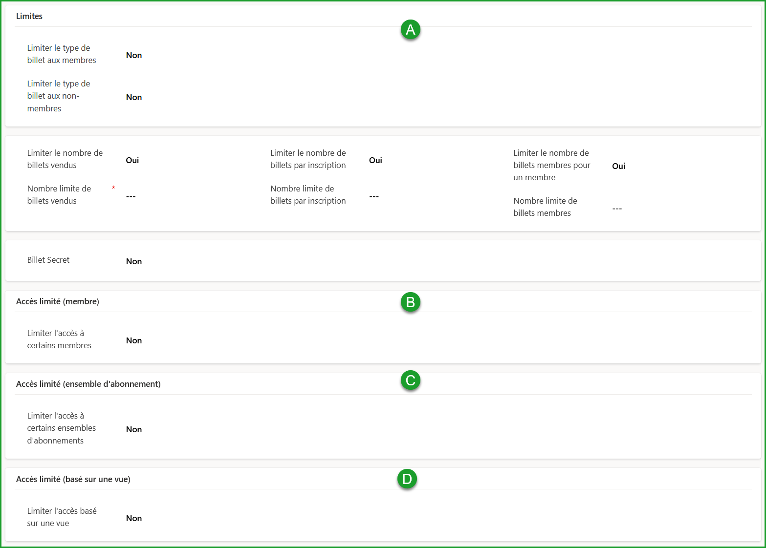 Onglet accès limité