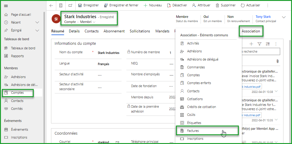 Historiques des factures