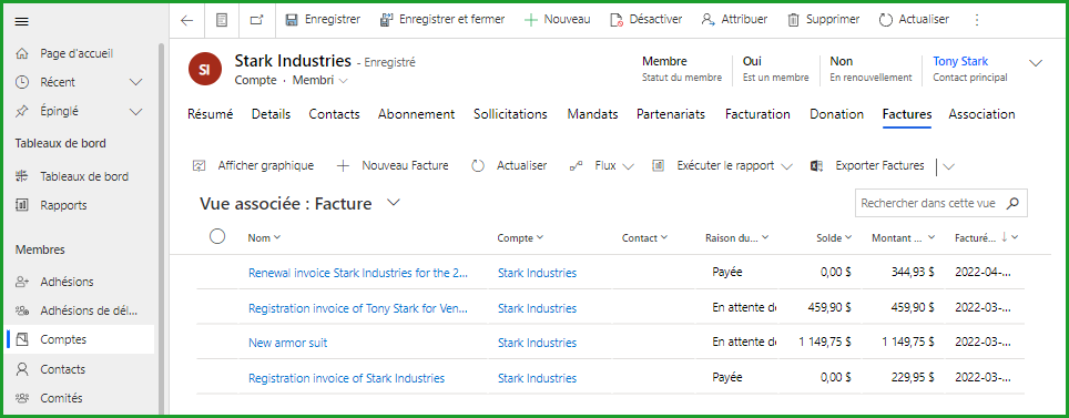 Historiques des factures