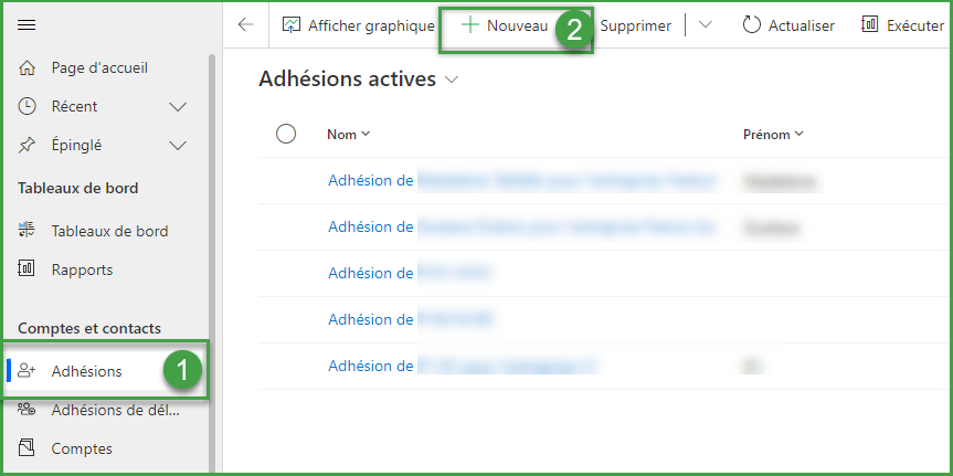 Créer une adhésion de contact