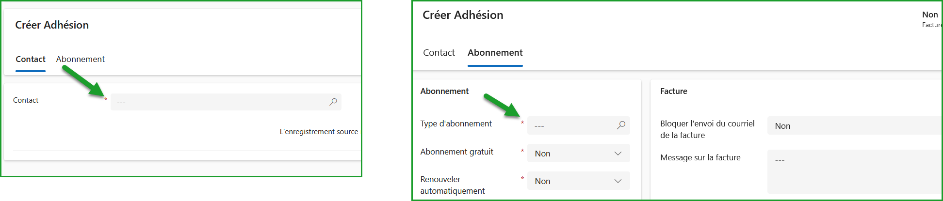 Créer une adhésion de contact