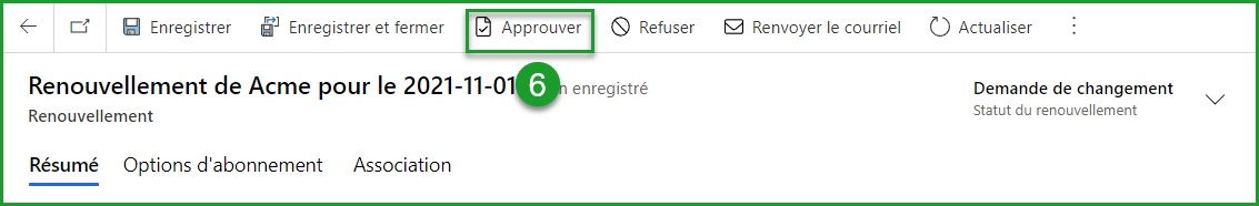 Approuver Renouvelleement