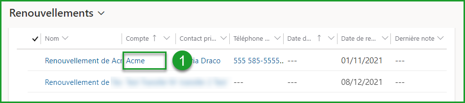 Ouvrir la fiche du compte