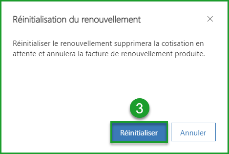 Réinitialiser le renouvellement
