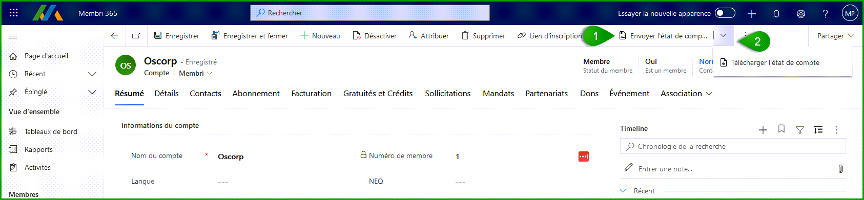 Envoyer un état de compte manuellement